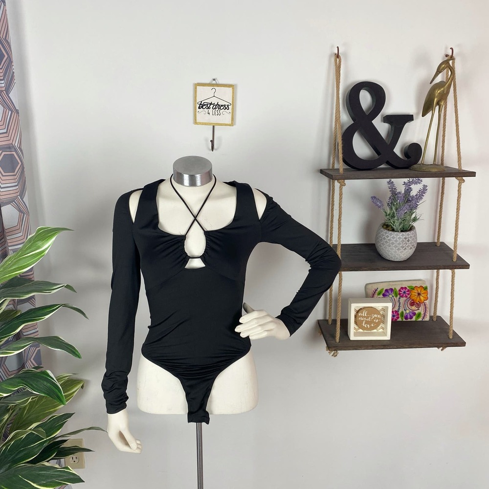 Princess Polly Black Cut Out Long Sleeve Bodysuit